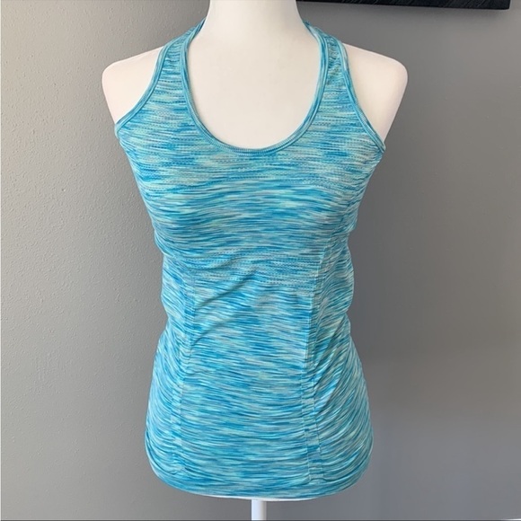Athleta Racerback Fastest Track Blue Space Dye Tank Top - Picture 2 of 10